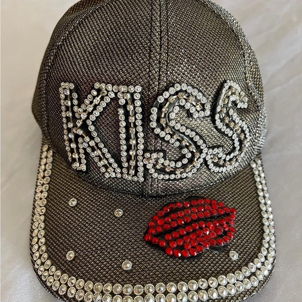 Glam Rhinestones Bling KISS Adjustable Hat  Womens Cap Silver Red Black Memories